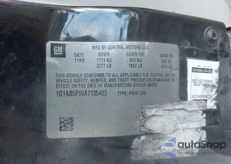 2010 Chevrolet Cobalt Ls from USA, damaged, VIN 1G1AB5F59A7135493